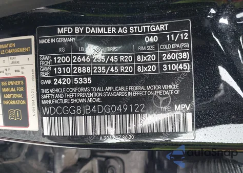 2013 Mercedes-Benz Glk 350 4Matic z USA, uszkodzony, nr VIN WDCGG8JB4DG049122